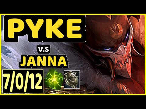 RIYEV (PYKE) vs JANNA - 7/0/12 KDA BOTTOM SUPPORT GAMEPLAY - BR Ranked GRANDMASTER