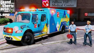 GTA 5 Paramedic Mod Pillbox Hill Children&#39;s Hospital Freightliner EMS Ambulance