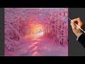 ️ Pink Winter ️ Acrylic Landscape Painting Art Music ️ Picture Kreativität Kunst Malerei