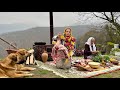 Gorme Sabzi Cooking Herb Stew With Rice In Foggy Mountain Village