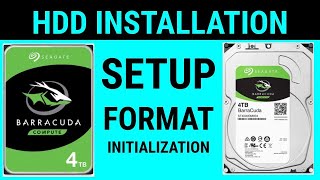 How To Install A Hard Drive Disk HDD setup initialization & format for use Seagate BarraCuda 4 TB