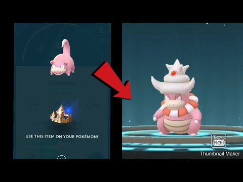 Evolution of slowpoke into slowking in pokemon go game