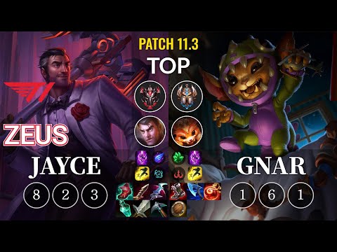 T1 Zeus Jayce vs Gnar Top - KR Patch 11.3