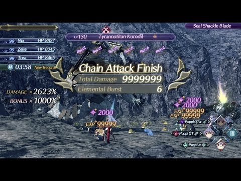Xenoblade Chronicles 2 1.5 - 1000% Overkill Bonus on Tyrannotitan Kurodil - Example Setup