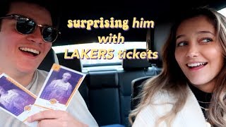 surprising my boy friend with vip lakers tickets