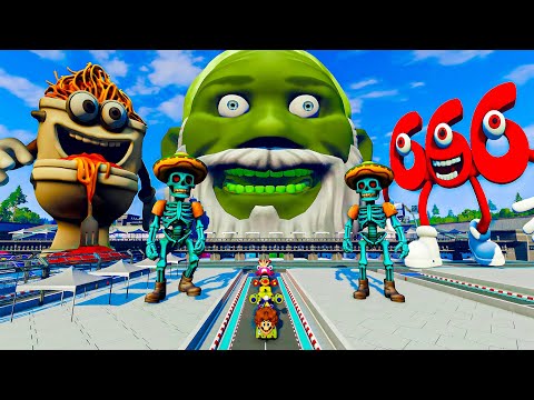 ALL MONSTERS Big & Small Car With LIN GANG MELON EATER & SPAGHETTI EATER & 666 EATER  - BeamNG.drive