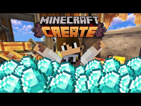 MEGA Farm de Diamantes AUTOMÁTICA no Minecraft Create Mod! 💎 (Farm Infinita de Diamante)