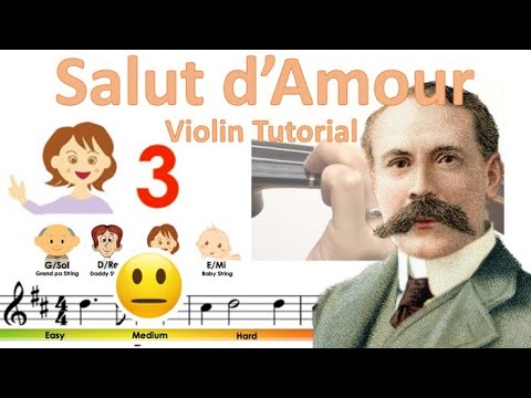 Salut d'Amour by Edward Elgar easy version sheet music and violin tutorial
