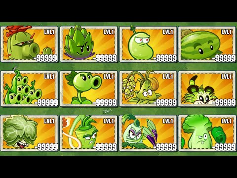 PvZ 2 Mod Tournament - All Best GREEN Plants Level 1 - Who is Best?