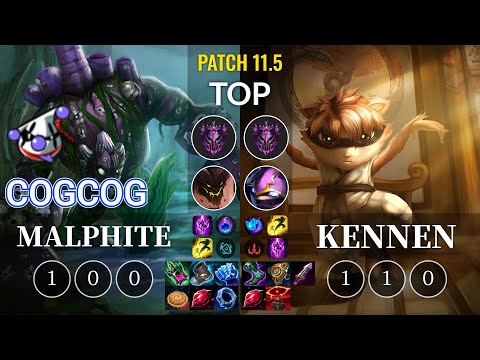 RJ Cogcog Malphite vs Kennen Top - KR Patch 11.5