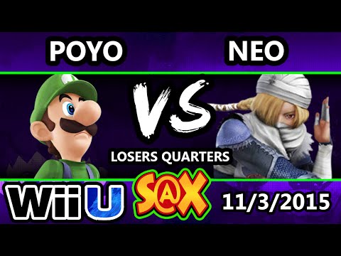 S@X 122 - Poyo (Luigi) Vs. Neo (Sheik) SSB4 Losers Quarters - Smash Wii U - Smash 4