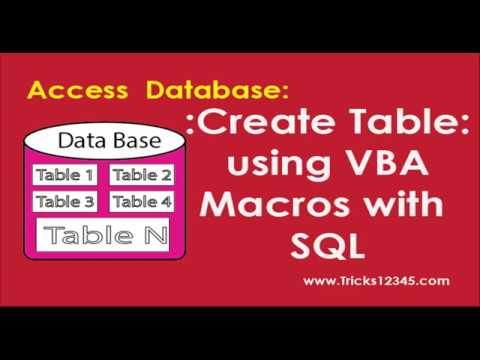 Access VBA: Create Table -  VBA Macros With SQL Command