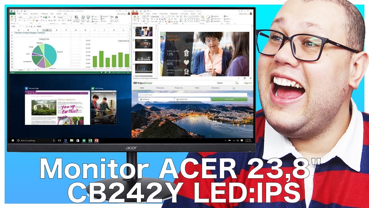 Miniatura da avaliação em vídeo de Monitor Acer CB242Y P6bipr Vero 23.8”
