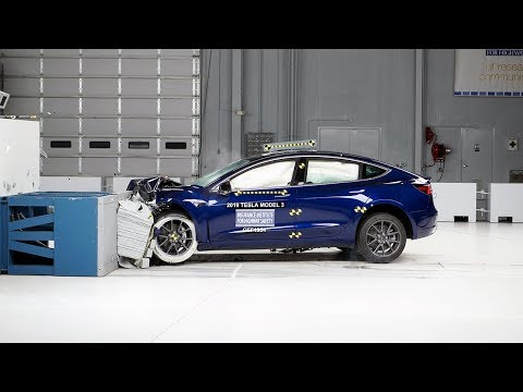 2019 Tesla Model 3 moderate overlap IIHS crash test
