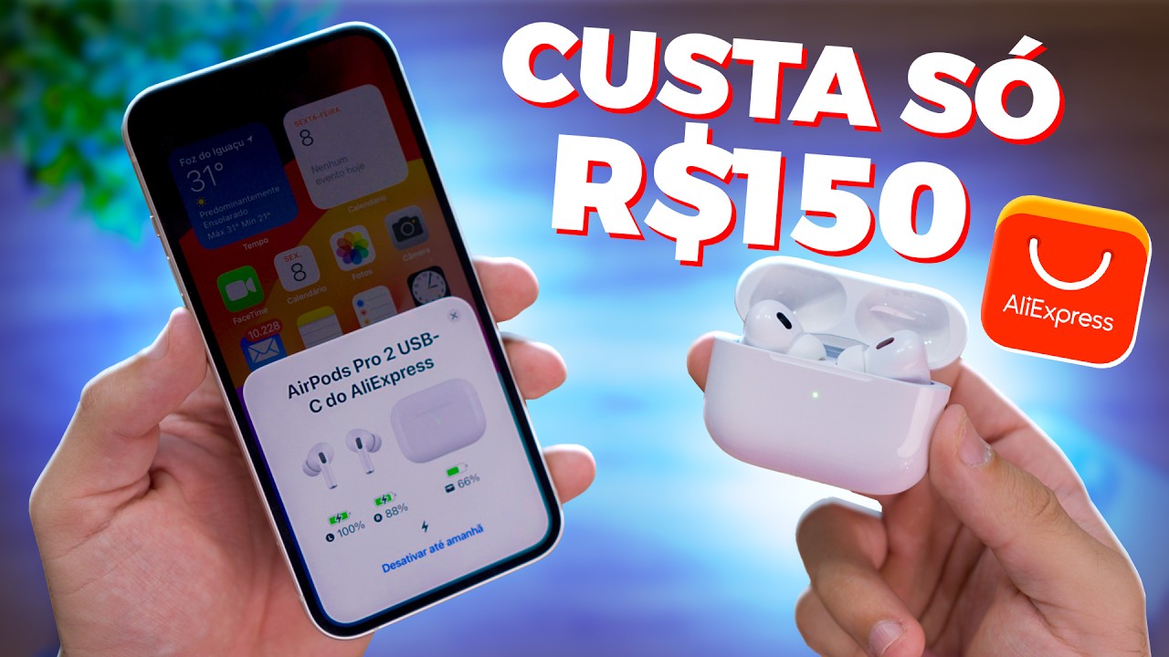 AirPods Pro 2 com USB-C de R$150 do AliExpress