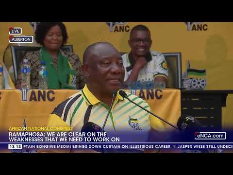 African National Congress Ramaphosa speaks at the ANC's Manifesto review wrap up