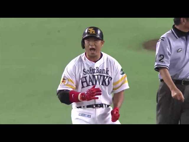 【5回裏】ホークスの代打・松中が勝ち越しタイムリー!! ファイターズ・大谷に三冠王の貫禄を見せつける!! 2014/8/10 H-F