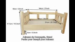 Lit Chien Lit pour Chien Surélevé Canapé en Bois pour Animaux de Compagnie, Grand Panier pour