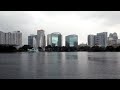 Exploring Downtown Orlando Florida Lake Eola Park In The Rain City Soundscape 4K