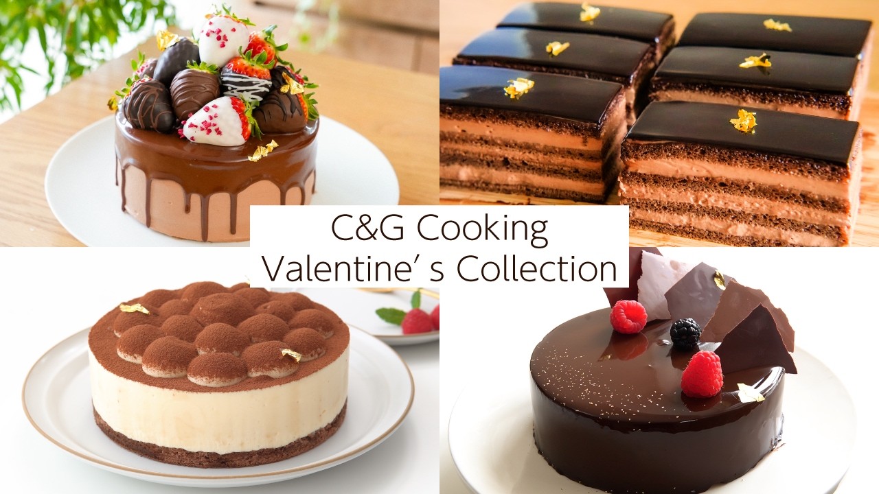 【保存版】本格バレンタインケーキ4選｜チョコムースケーキ・いちごのチョコショートケーキ・ティラミスケーキ・オペラみたいなチョコケーキ | お菓子作り ケーキ作り バレンタイン