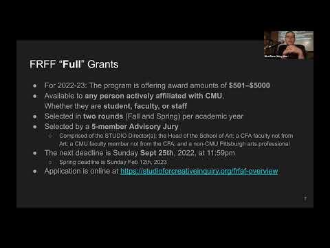 Frank-Ratchye Further Fund Info-Session, 9/14/2022