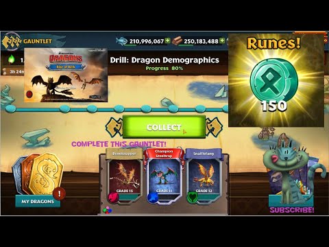 Dragons Rise of Berk Won 150 Runes after I finished Gauntlet Drill Dragon Demographics