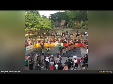 Mikhail Shivlyakov vs Konstantine Janashia  - Atlas Stones - Worlds Strongest Man 2018 Qualifiers