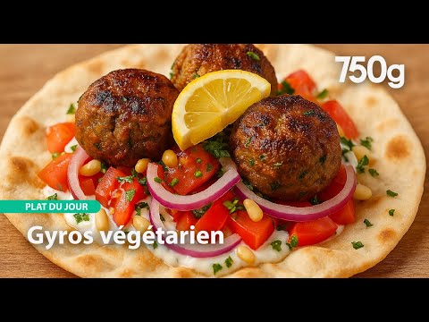 Eggplant Meatballs with Tzatziki on Pita