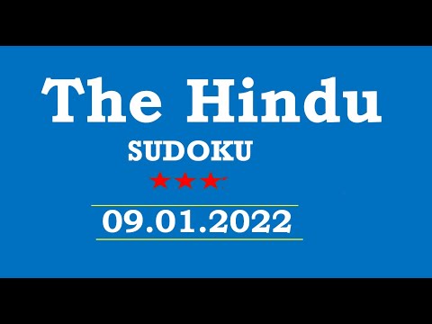 The Hindu  Sudoku Jan 09, 2022 - 3 Star - Step By Step Solution