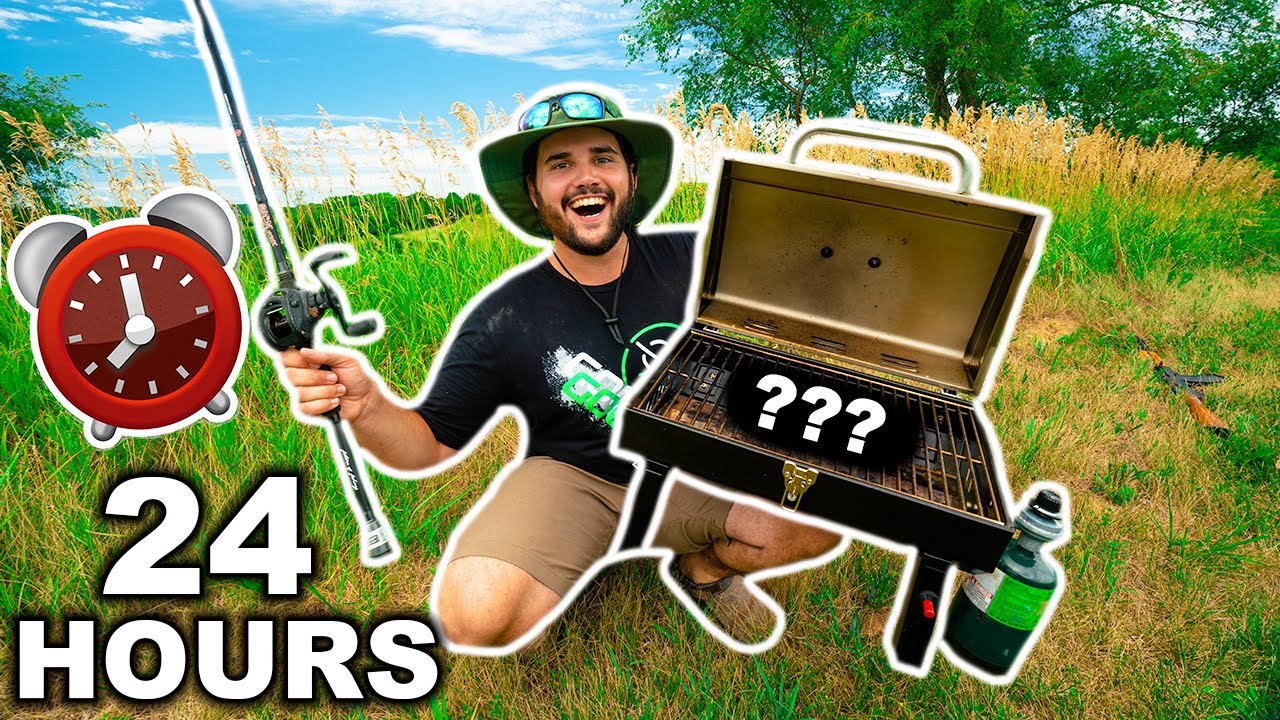 EATING ONLY what I CATCH for 24 HOURS Survival Challenge!