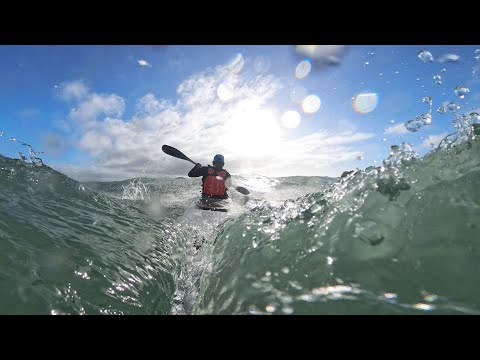 Fun paddle in bouncy sea with 70 km/h wind - Epic V7 surfski 1/4