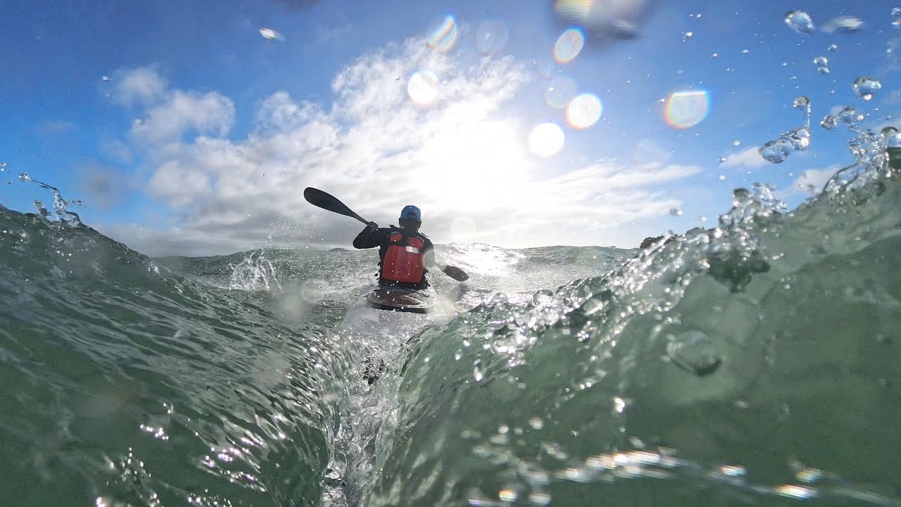 Fun paddle in bouncy sea with 70 km/h wind - Epic V7 surfski 1/4