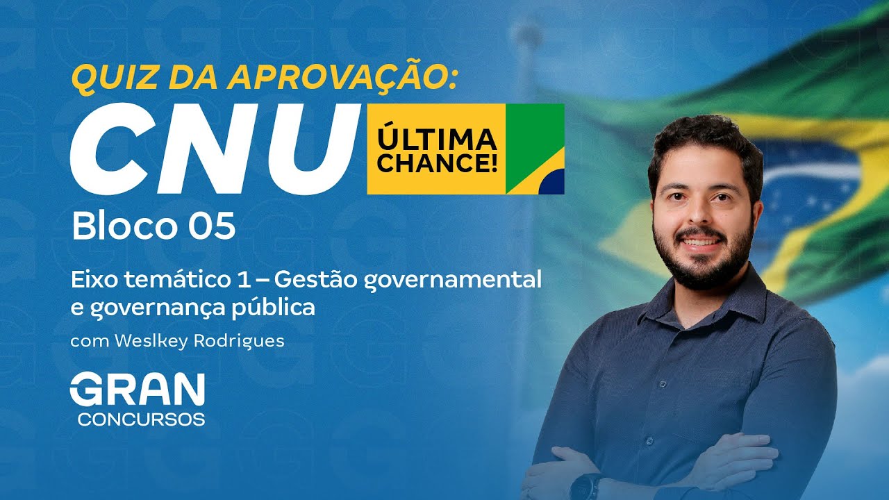 CNU | Quiz da Aprovação: Bloco 5 | Eixo temático 1 – Gestão Governamental e Governança Pública