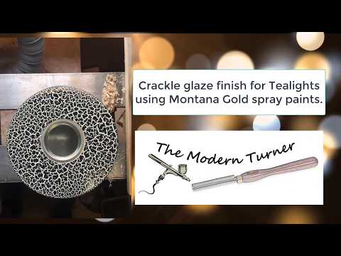 Creating a crackle glaze finish on a turned wood Tea light holder using Montana Spray paints.