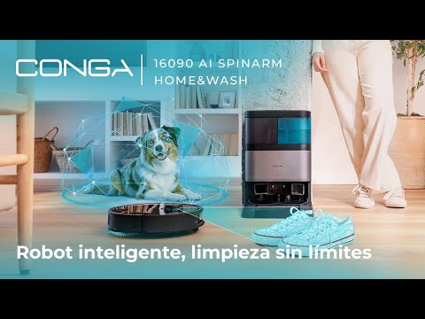 Robot aspirador Conga 16090 AI SpinArm Home&Wash, tecnología láser, 8000 Pa, cepillo de silicona
