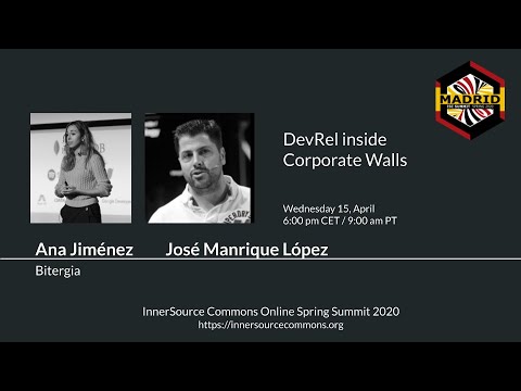 Ana Jiménez & José Manrique López (Bitergia) at ISC.S10 - DevRel inside corporate walls