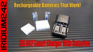 Awesome Kit: EBL 802 Smart Charger With AA AAA 9V Batteries