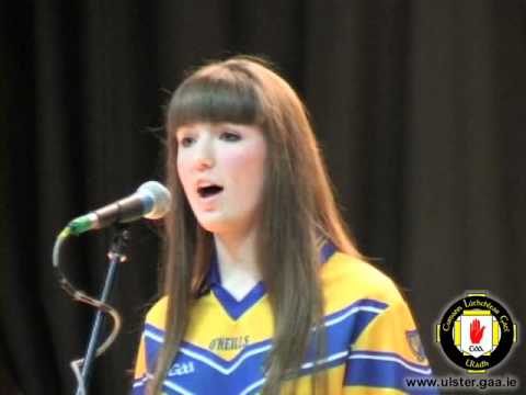 Eileen Muckian (Silverbridge GAA) performs Amhrán na bhFiann at the Ulster Scór na nÓg Final 2011