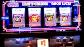 Triple Lucky 7 Slot Machine Live Play - $1 PER SPIN