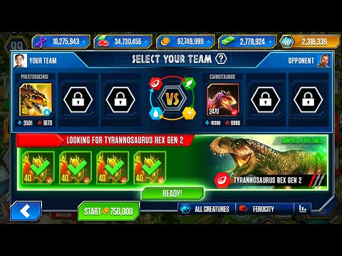 LOOKING FOR TYRANNOSAURUS REX GEN 2 VS CARNOTAURUS UNLOCK | HT GAME
