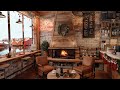 Christmas Guitar Music for Relaxing - Christmas Coffee Shop Bookstore Ambience & Fireplace