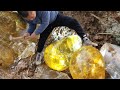 Giant golden egg! A nest of golden eggs is hiding in a crack in the rock. Diamonds, sapphires gems