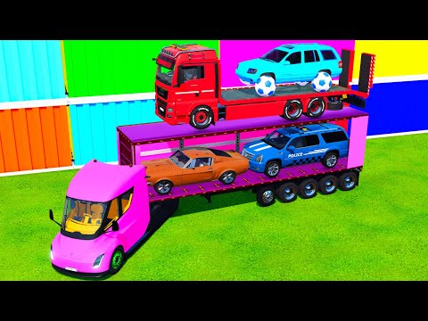 TRANSPORTING DACIA, FORD POLICE CARS, FIRE DEPARTMENT, AMBULANCE VEHICLES | Farming Simulator 22