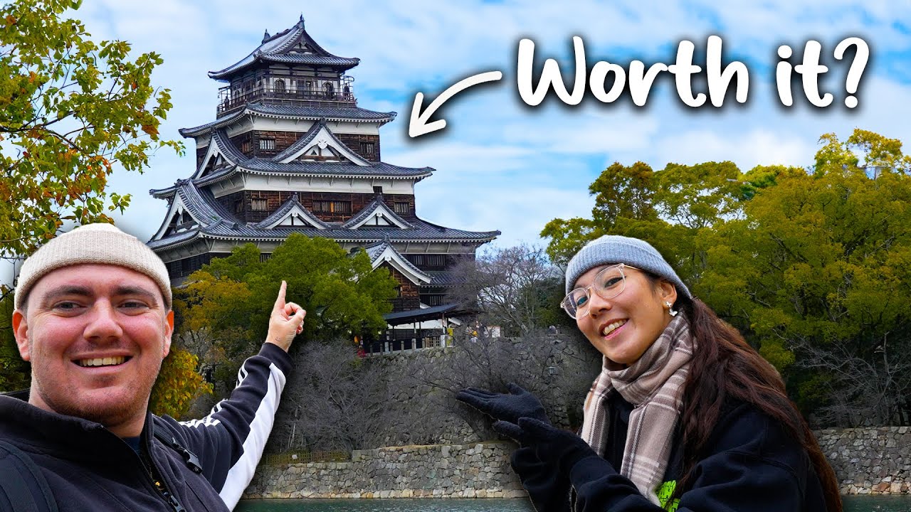 Experience the allure of Hiroshima Castle as a tourist explores it.