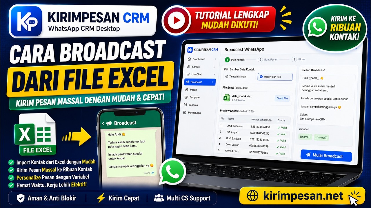 Cara Mudah dan Aman Mengirim Broadcast WhatsApp dari Excel