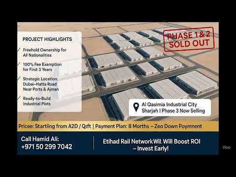 Freehold Industrial Land from AED 125/Sqft – ROI to Rise with Etihad Rail Netwok!