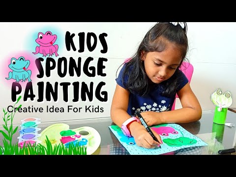 Sponge painting for kids - painting idea for kids - cute frog painting for kids