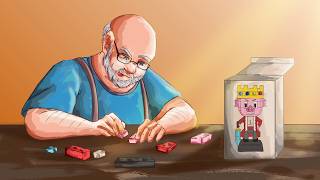 old man tells stories and builds new merch item