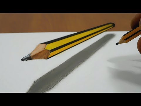 3D Trick Art On Line Paper, Floating Pencil