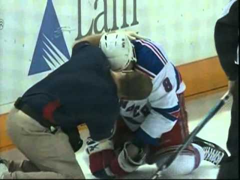 Brandon Prust skates hard into a brick wall and gets injured